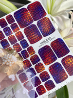 Crocodile Skin Pedicure Nail Wraps — Iridescent Purple Orange | PW-009
