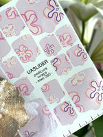 Retro Flower Pedicure Nail Wraps — Lilac & Purple Outline Floral | MWC-060