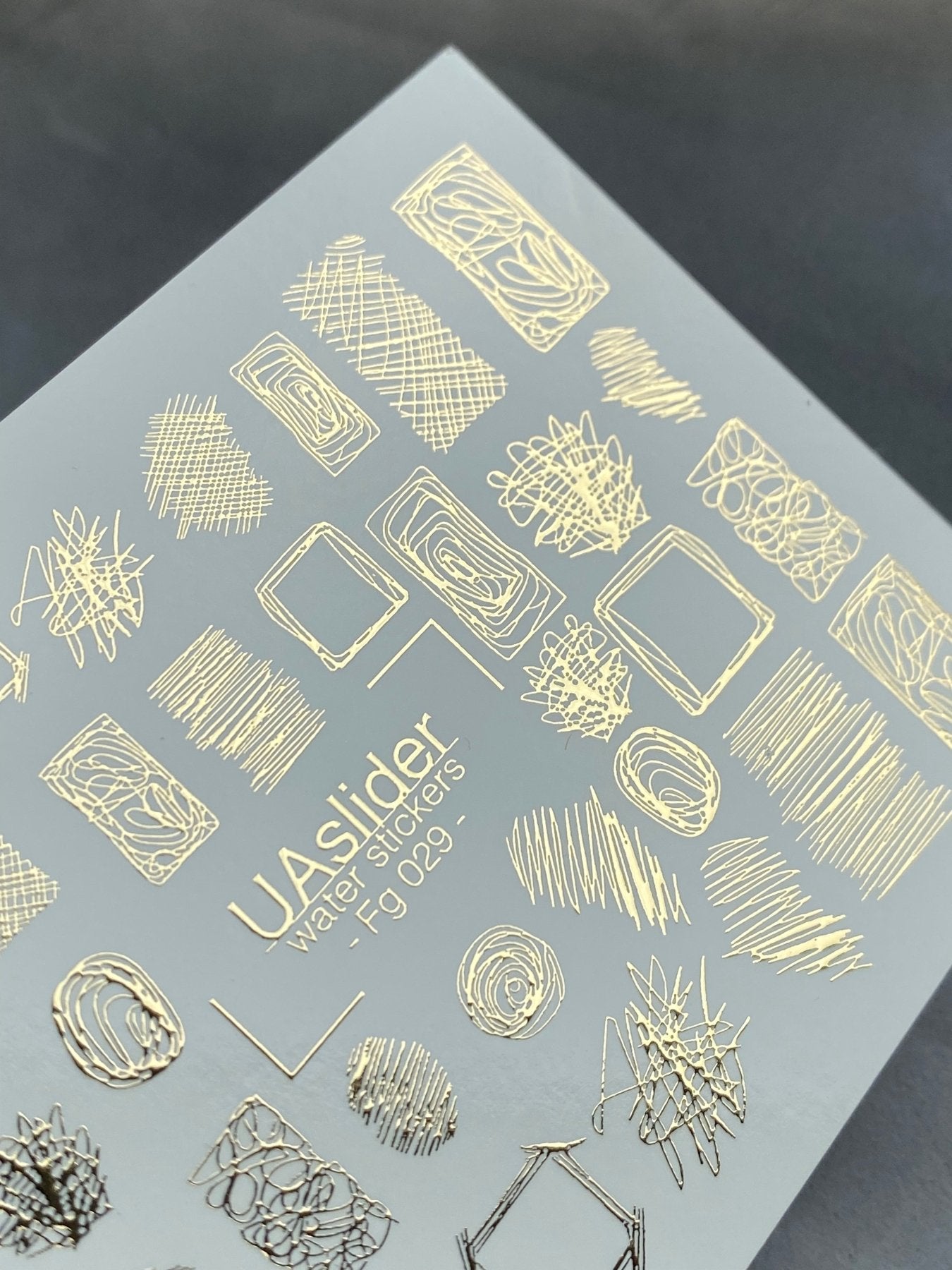 Nail Water Decal Fg-029 | Abstract Sketch Water Slide Nail Decals with Gold Foil | Artistic Line and Shape Designs - UASLIDER