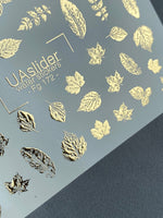 Nail Water Decal Fg-172 | Gold Foil Water Slide Nail Decals | Detailed Autumn Leaves - UASLIDER