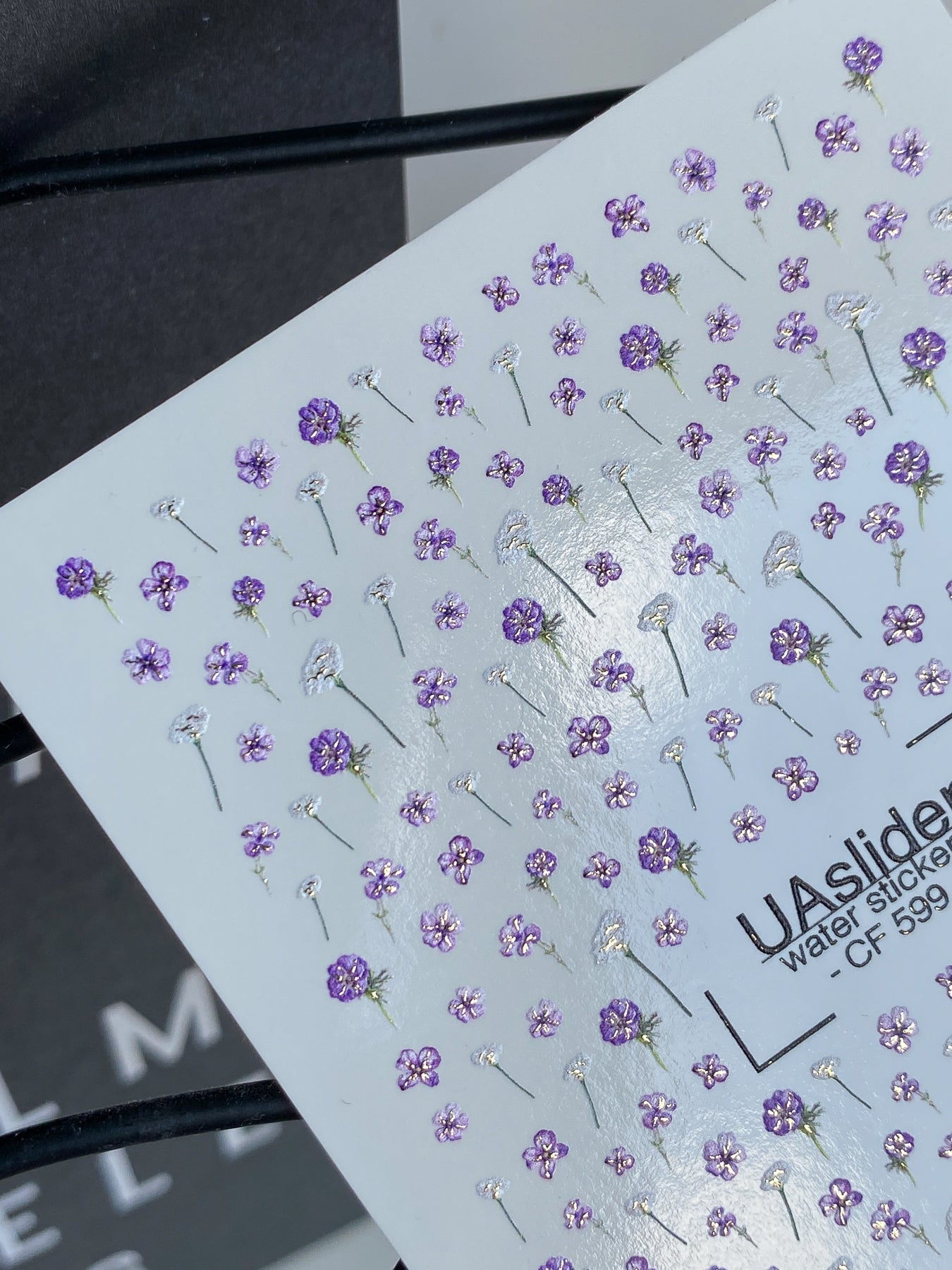 Nail Water Decal CF-599 | Delicate Lilac & White Tiny Floral Water Slide Nail Decals | Minimalist Flower Nail Stickers - UASLIDER