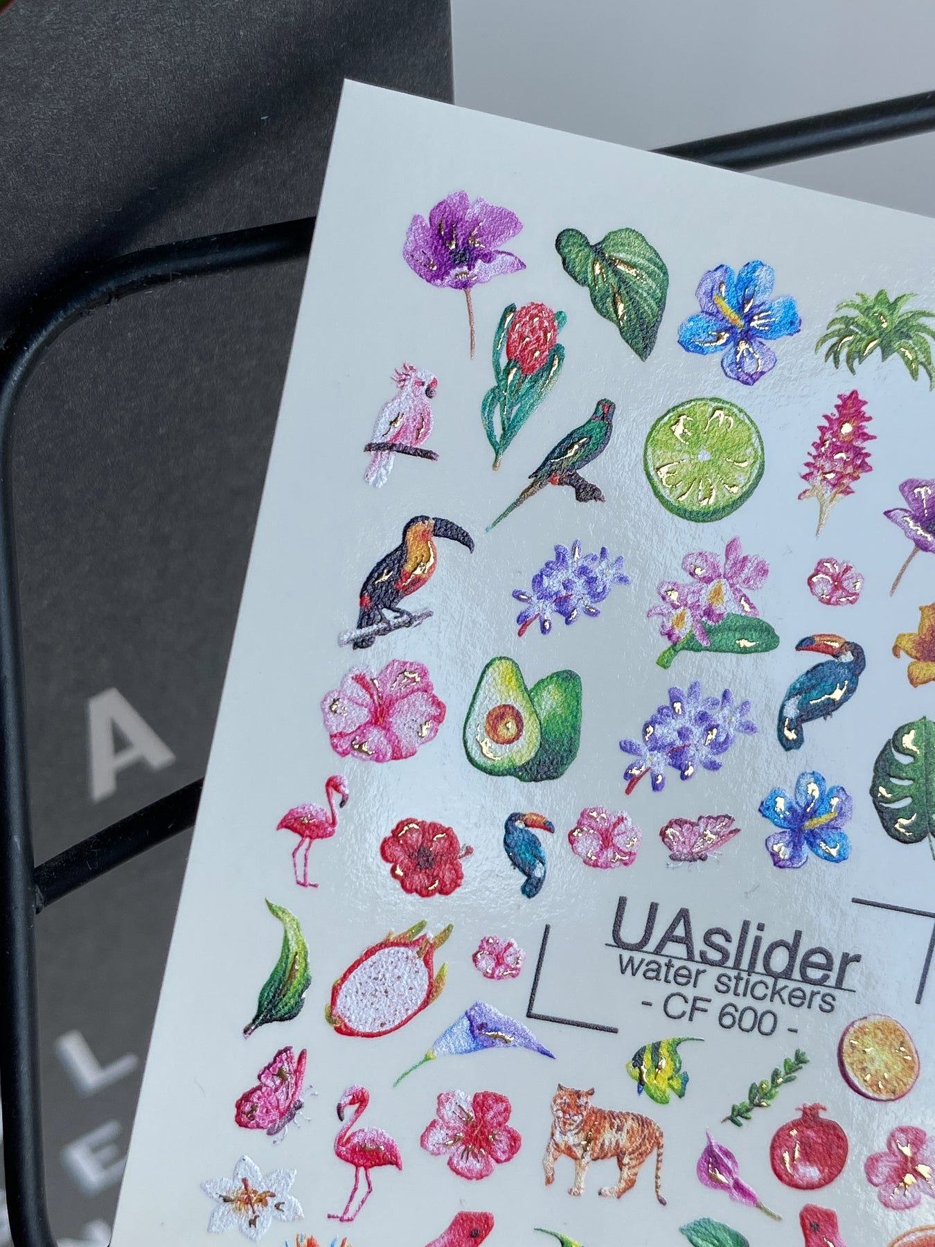 Nail Water Decal CF-600 | Tropical Paradise Nail Water Decals | Exotic Flowers, Fruits & Birds Nail Stickers