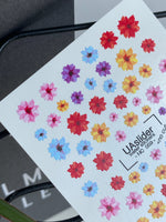 Floral Nail Decals — Multicolor Scattered Daisy Flowers | NC-059