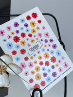 Floral Nail Decals — Multicolor Scattered Daisy Flowers | NC-059