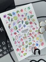 Nail Water Decal CF-600 | Tropical Paradise Nail Water Decals | Exotic Flowers, Fruits & Birds Nail Stickers - UASLIDER