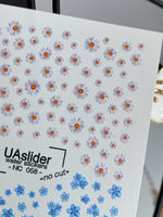 Floral Nail Decals — Lavender Daisies & Blue Forget-Me-Nots | NC-058