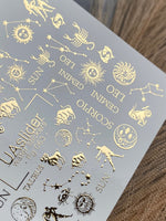 Nail Water Decal Fg-063 | Gold Foil Water Slide Nail Decals | Zodiac Signs & Constellations - UASLIDER