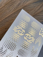 Nail Water Decal Fg-014 | Geometric Water Slide Nail Decals with Gold Foil | Triangle & Grid Patterns - UASLIDER