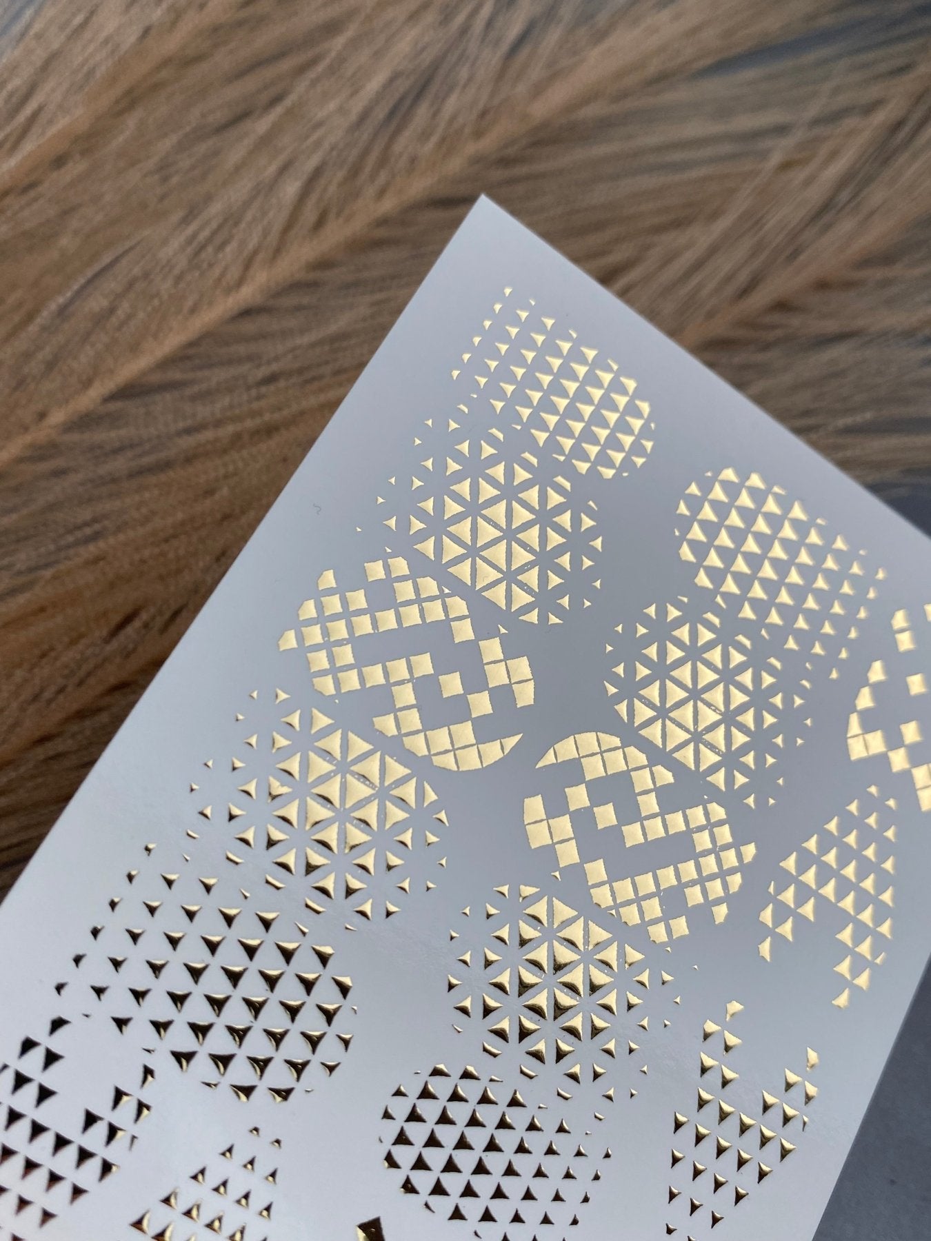 Nail Water Decal Fg-014 | Geometric Water Slide Nail Decals with Gold Foil | Triangle & Grid Patterns - UASLIDER