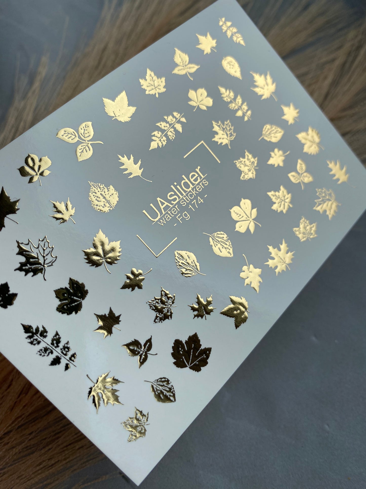 Nagel Wasserabziehbild Fg-174 | Goldfolie Wasser-Schiebefolie Nagelabziehbilder | Herbstblätter & Botanische Mischung