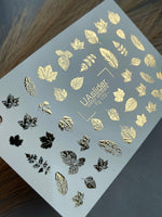 Nail Water Decal Fg-172 | Gold Foil Water Slide Nail Decals | Detailed Autumn Leaves - UASLIDER