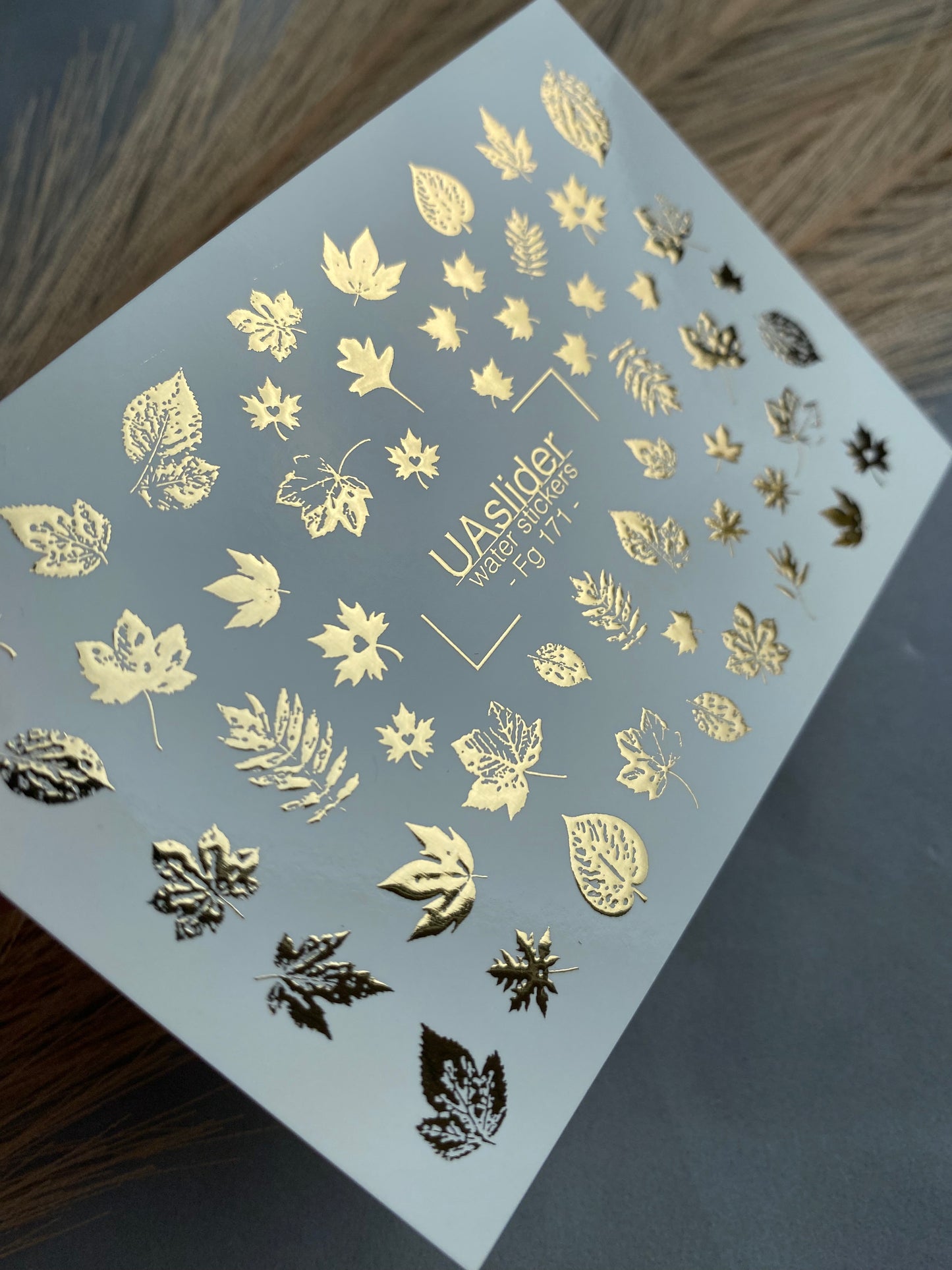 Nail Water Decal Fg-171 | Gold Foil Water Slide Nail Decals | Autumn Leaves & Nature Elements