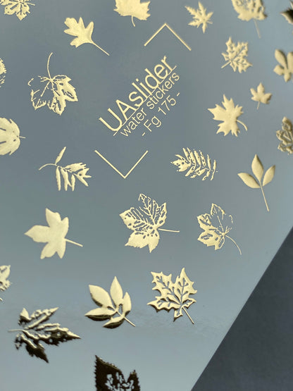 Nagel Wasserabziehbild Fg-175 | Goldfolie Wasserabzieh-Nagelbilder | Herbstblätter & Botanische Akzente