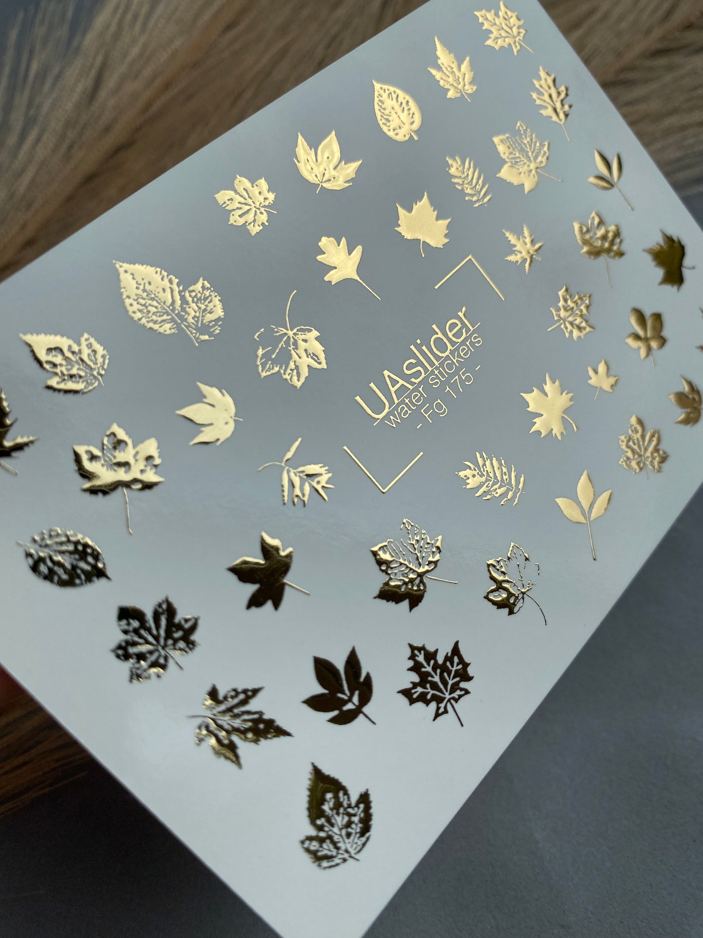 Nagel Wasserabziehbild Fg-175 | Goldfolie Wasserabzieh-Nagelbilder | Herbstblätter & Botanische Akzente