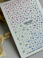 Floral Nail Decals — Scattered Petals, Pink, White & Blue | NCs-169