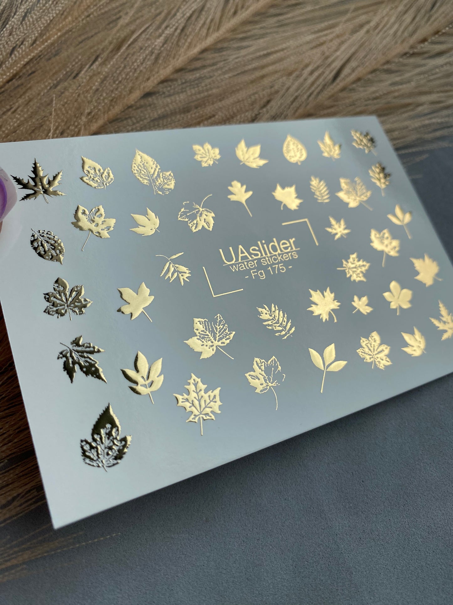 Nagel Wasserabziehbild Fg-175 | Goldfolie Wasserabzieh-Nagelbilder | Herbstblätter & Botanische Akzente