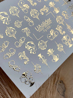 Nail Water Decal Fg-009 | Baroque Water Slide Nail Decals with Gold Foil | Ornamental Luxury Designs - UASLIDER