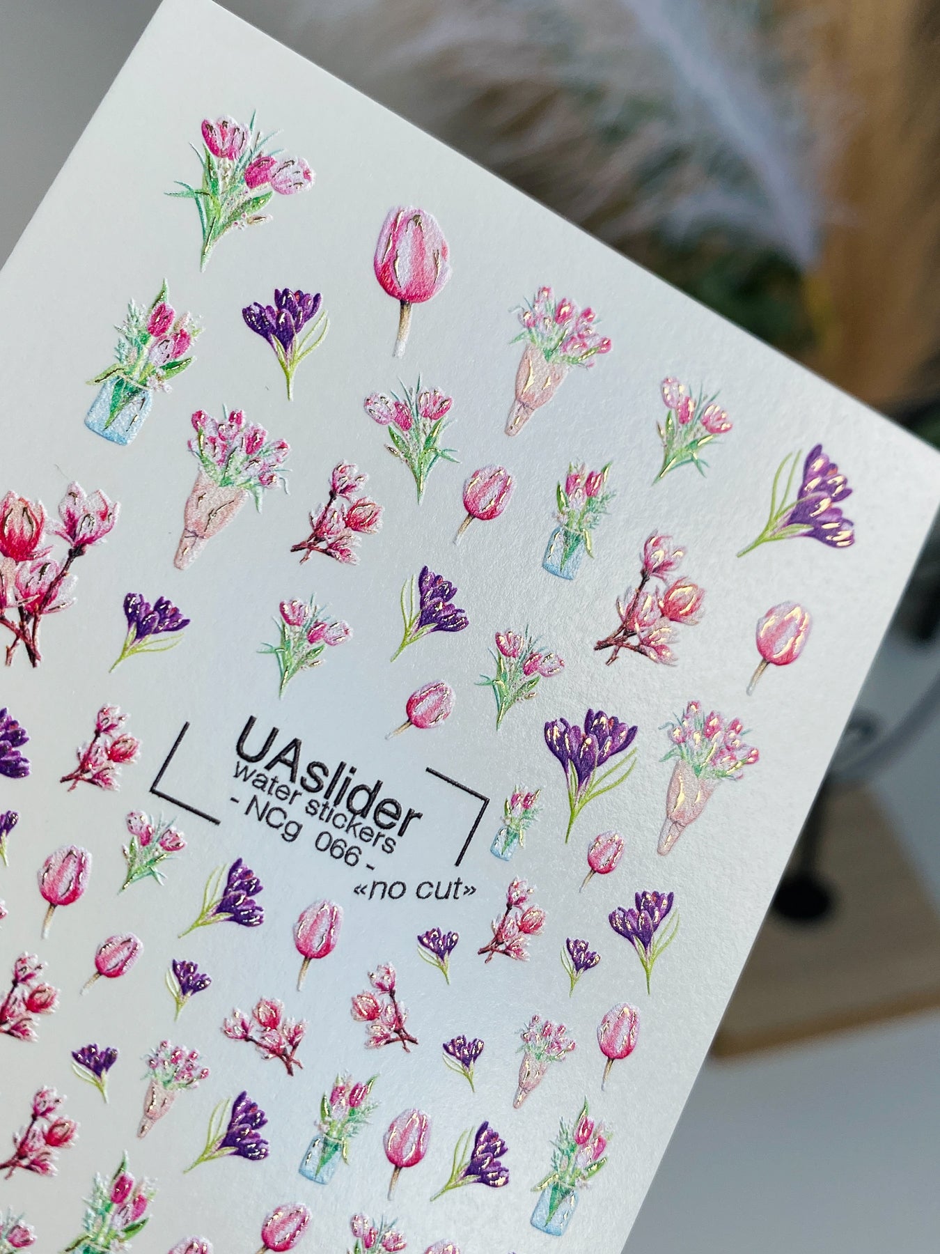 Nail Water Decal NCg-066 | Water Slide Nail Decals Spring Tulips and Crocuses | Delicate Floral Bouquets - UASLIDER