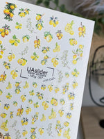 Nail Water Decal NCg-067 | Water Slide Nail Decals Lemons and Leaves | Fresh Fruit Nail Art - UASLIDER