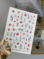 Nail Water Decal NCg-076 | Water Slide Nail Decals Ladybugs and Lavender | Nature Inspired Nail Art - UASLIDER