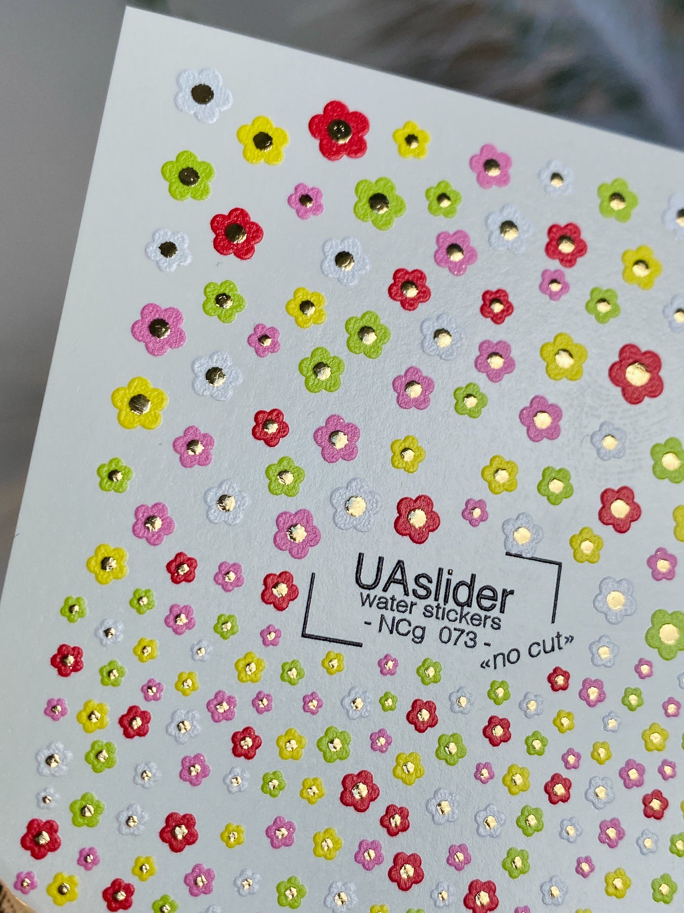 Nail Water Decal NCg-073 | Water Slide Nail Decals Mini Colorful Flowers | Red, Yellow, Pink and White Blossoms - UASLIDER