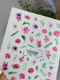 Nail Water Decal NCg-078 | Water Slide Nail Decals Pink and Purple Flowers | Romantic Floral Nail Art