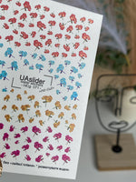 Nail Water Decal NCg-071 | Water Slide Nail Decals Tiny Colorful Flowers | Red, Blue, Yellow and Pink Blossoms - UASLIDER