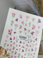 Nail Water Decal NCg-066 | Water Slide Nail Decals Spring Tulips and Crocuses | Delicate Floral Bouquets - UASLIDER