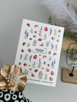 Nail Water Decal NCg-076 | Water Slide Nail Decals Ladybugs and Lavender | Nature Inspired Nail Art - UASLIDER