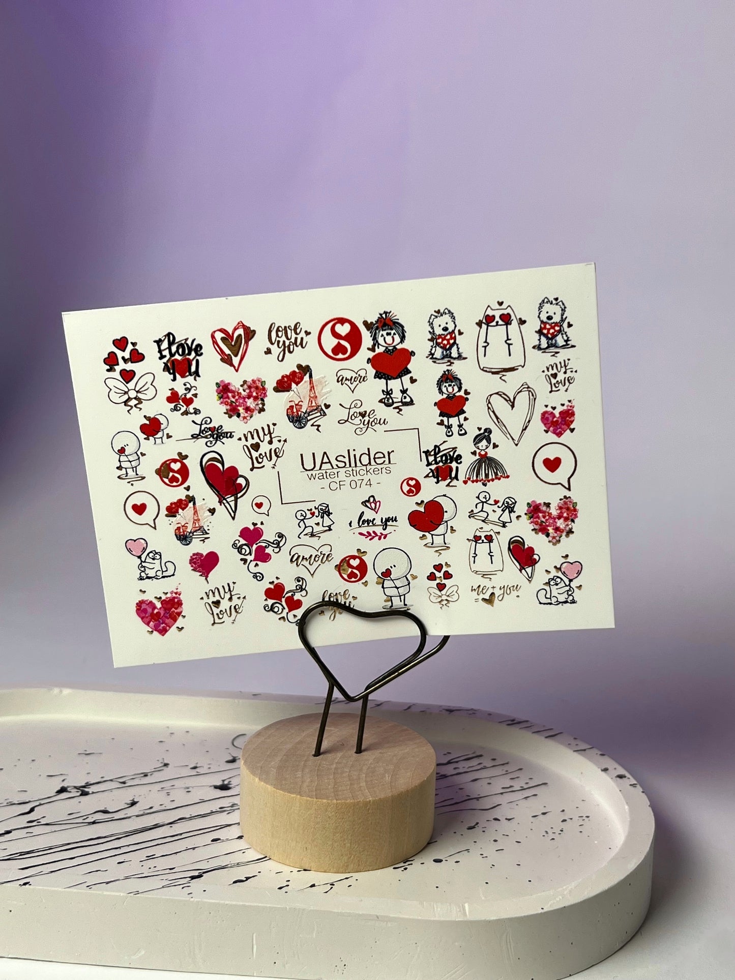 Nail Water Decal CF-074 | Valentine’s Day Nail Art Water Decals | Love Letters, Hearts, Cute Animals and Romantic Designs