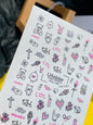 Nail Water Decal NCg-080 | Water Slide Nail Decals Emo Style | Bears, Hearts and Cute Dark Icons