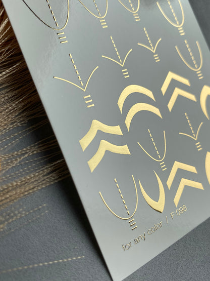 Nail Water Decal Fg-098 | French Water Slide Nail Decals with Gold Foil | Modern French Lines