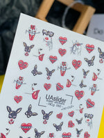 Gothic Nail Decals — Red Hearts, Bunny Masks & Femme Figures | NCg-082