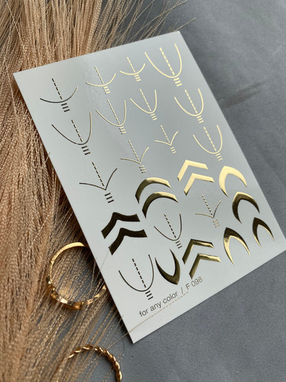Nail Water Decal Fg-098 | French Water Slide Nail Decals with Gold Foil | Modern French Lines
