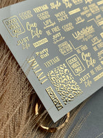 Nail Water Decal Fg-075 | Gold Foil Water Slide Nail Decals | Fashion Words & Leopard Print - UASLIDER