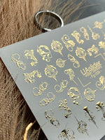 Nail Water Decal Fg-009 | Baroque Water Slide Nail Decals with Gold Foil | Ornamental Luxury Designs - UASLIDER