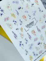 Nail Water Decal NCg-083 | Water Slide Nail Decals Wildflowers | Lavender, Cornflowers and Floral Bouquets - UASLIDER
