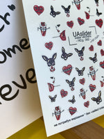 Gothic Nail Decals — Red Hearts, Bunny Masks & Femme Figures | NCg-082