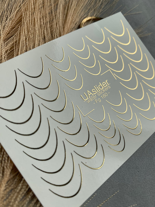 Nail Water Decal Fg-160 | Silver Foil Water Slide Nail Decals | Classic French Tips