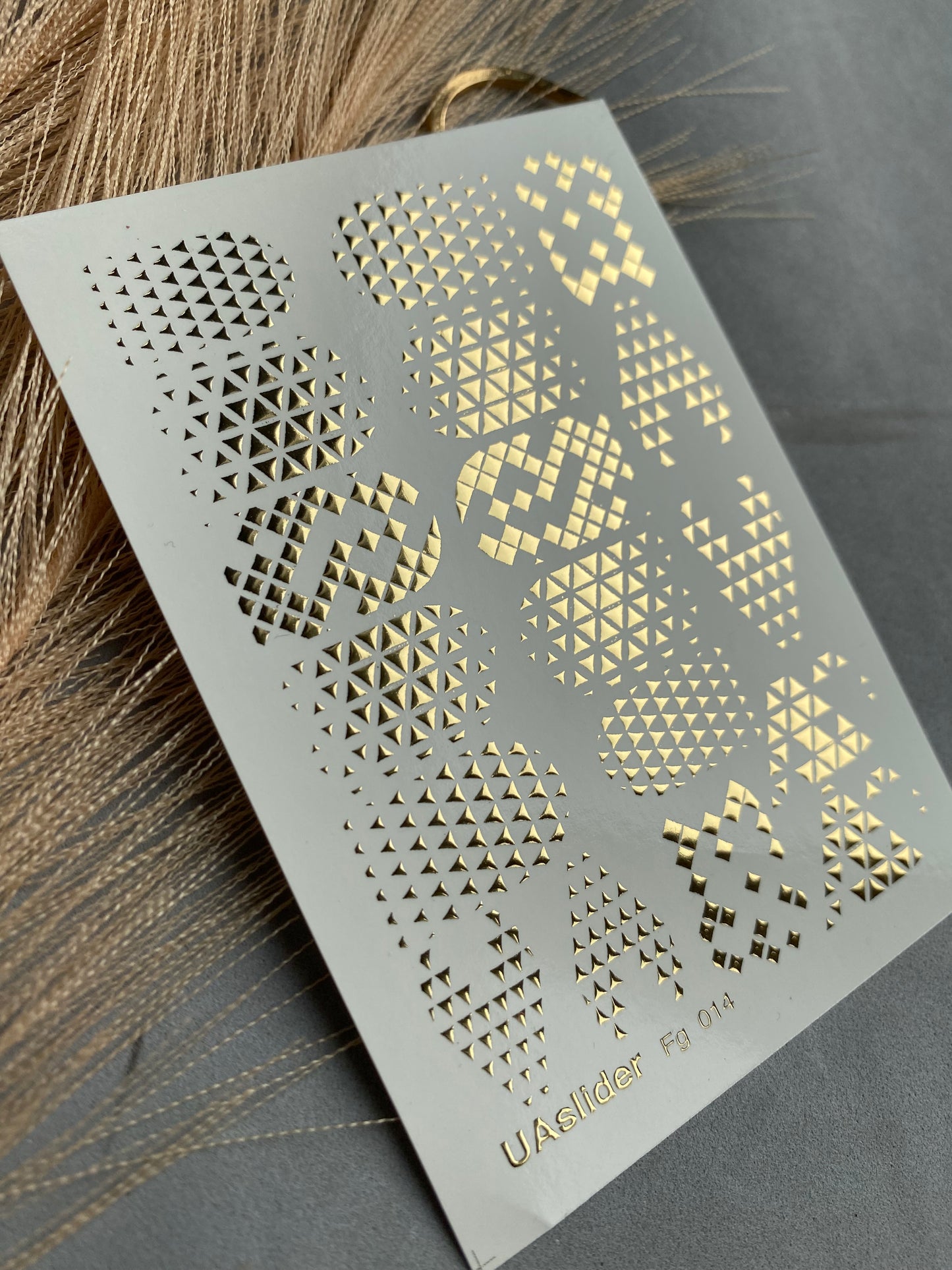 Nail Water Decal Fg-014 | Geometric Water Slide Nail Decals with Gold Foil | Triangle & Grid Patterns