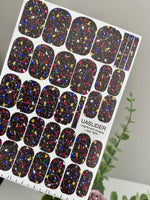 Paint Splatter Manicure Wraps — Color on Black | mw-304