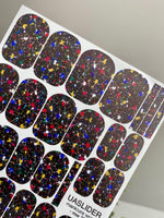 Paint Splatter Manicure Wraps — Color on Black | mw-304