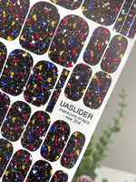 Paint Splatter Manicure Wraps — Color on Black | mw-304
