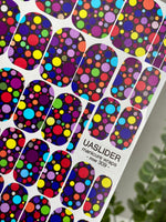 Colorful Polka Dot Manicure Wraps — Dark Background | mw-309