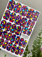Colorful Polka Dot Manicure Wraps — Dark Background | mw-309