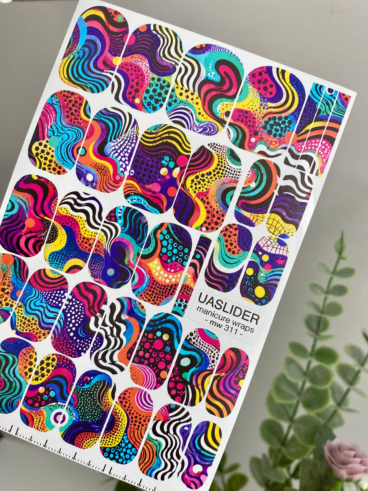 Colorful Abstract Manicure Nail Wraps — Wavy Lines | mw-311