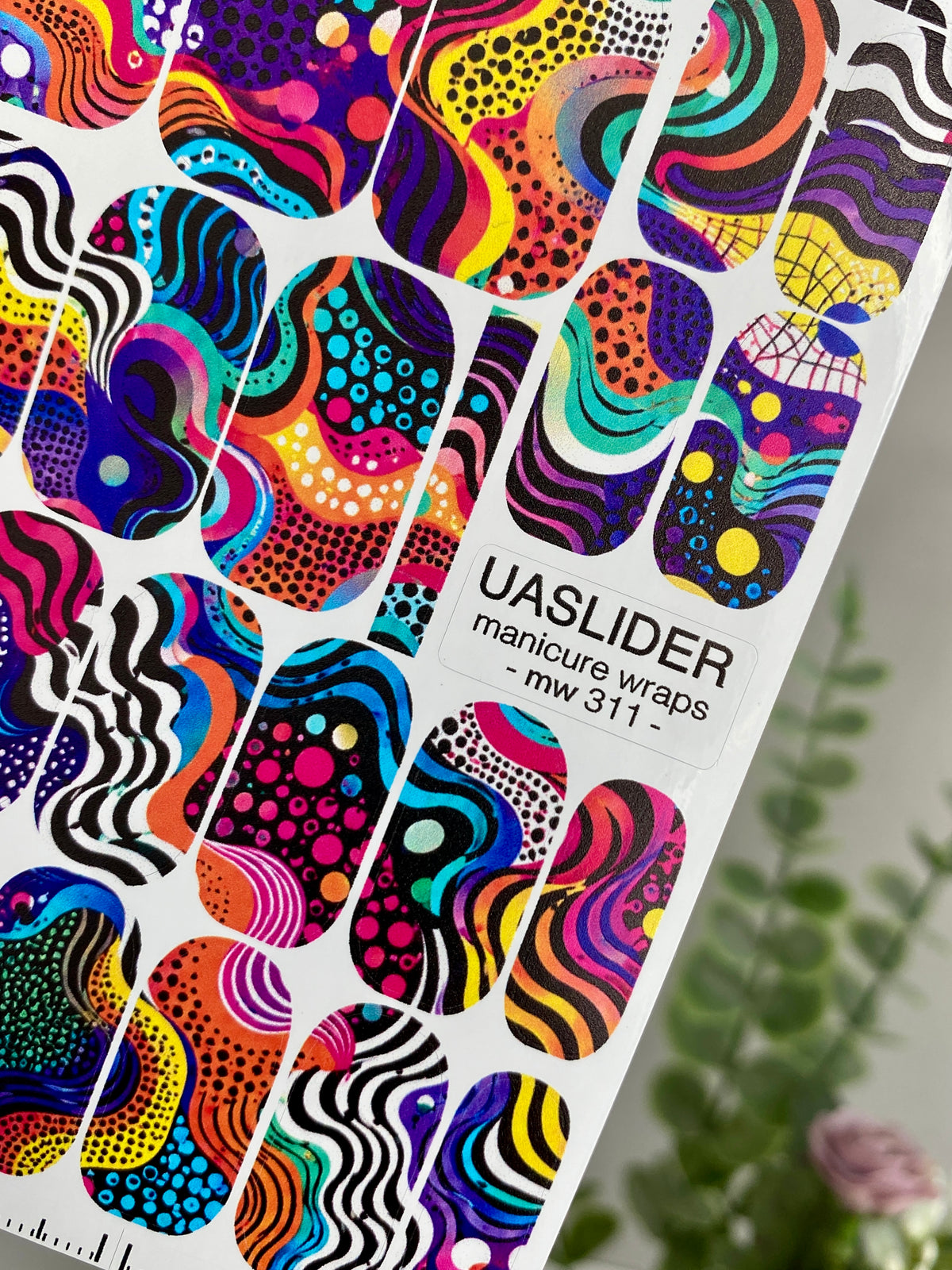 Colorful Abstract Manicure Nail Wraps — Wavy Lines | mw-311