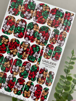Satin Bow Manicure Wraps — Red, Green & Ivory | mw-313