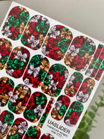 Satin Bow Manicure Wraps — Red, Green & Ivory | mw-313