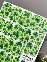 Four-Leaf Clover Manicure Wraps — Green Lucky Pattern | mw-314